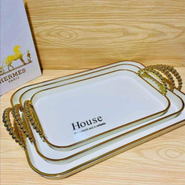 Luxury Gold-Trimmed Porcelain Tray Set