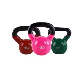 Color-Coded Vinyl-Coated Kettlebell Set (2KG, 8KG, 10KG)