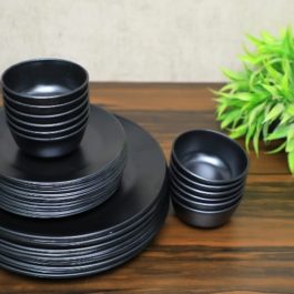 sleek black dinnerware set