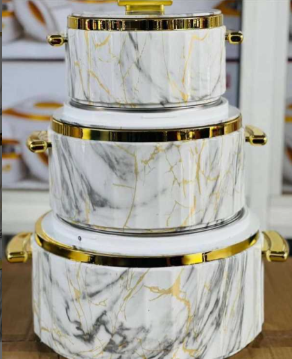 Luxury Marble-Style Insulated Food Warmer Set