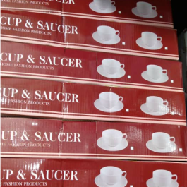 boxes of cup and saucer sets  12  set