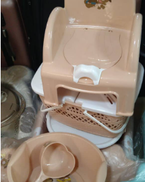baby bathtub, a small basin, and sometimes a potty.