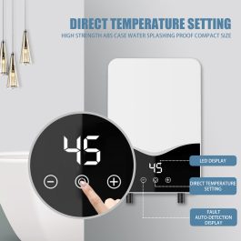 Mini Electric Water Heater, Electric Water Heater 220 V 7000 W, Heating Instant Mini LED Temperature Display for Kitchen, Treasure, Bathroom (Type D)